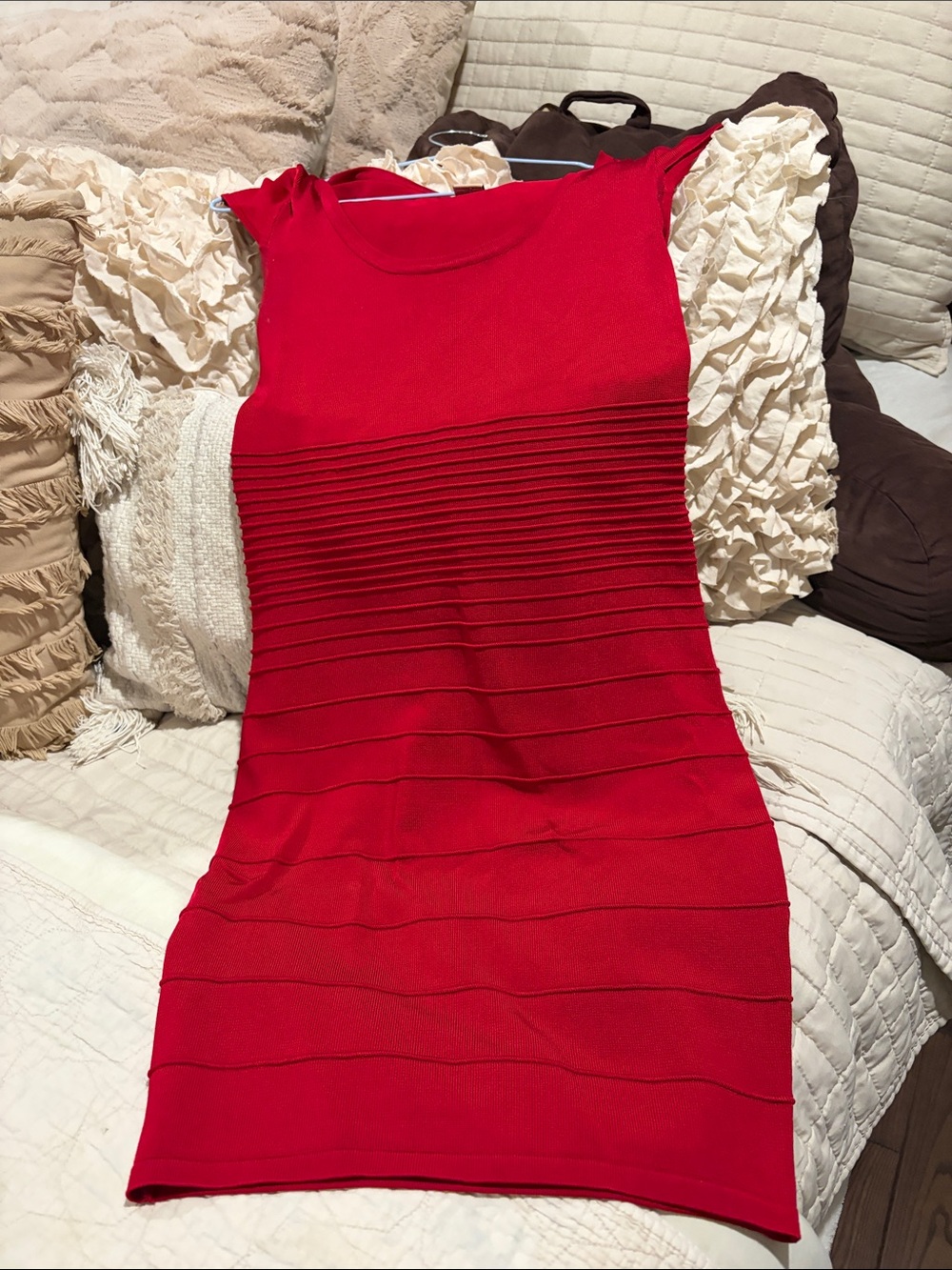 Body Central Red Ribbed Mini Bodycon Dress